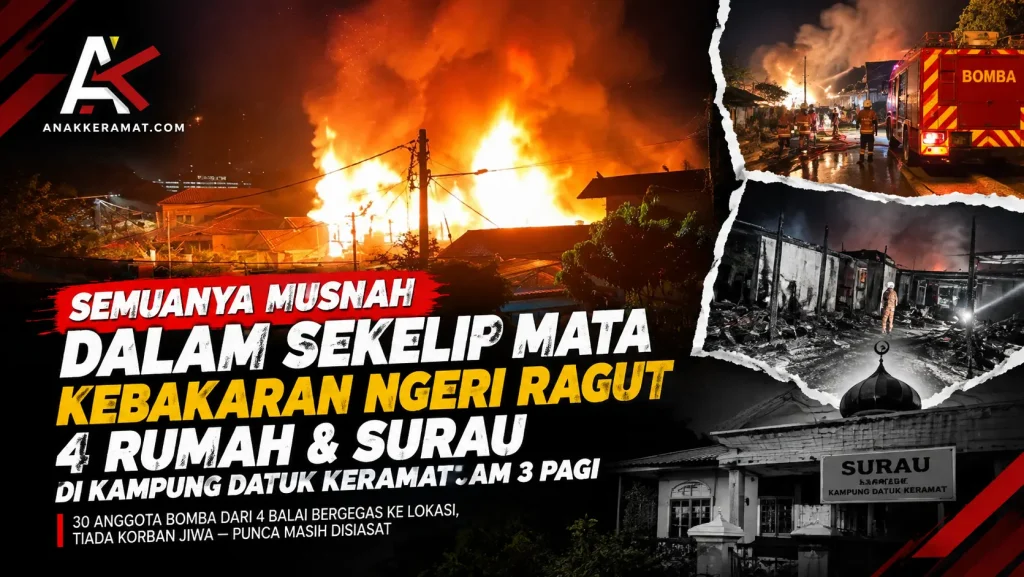 semuanya musnah dalam sekelip mata - kebakaran ngeri ragut 4 rumah dan surau - anak keramat